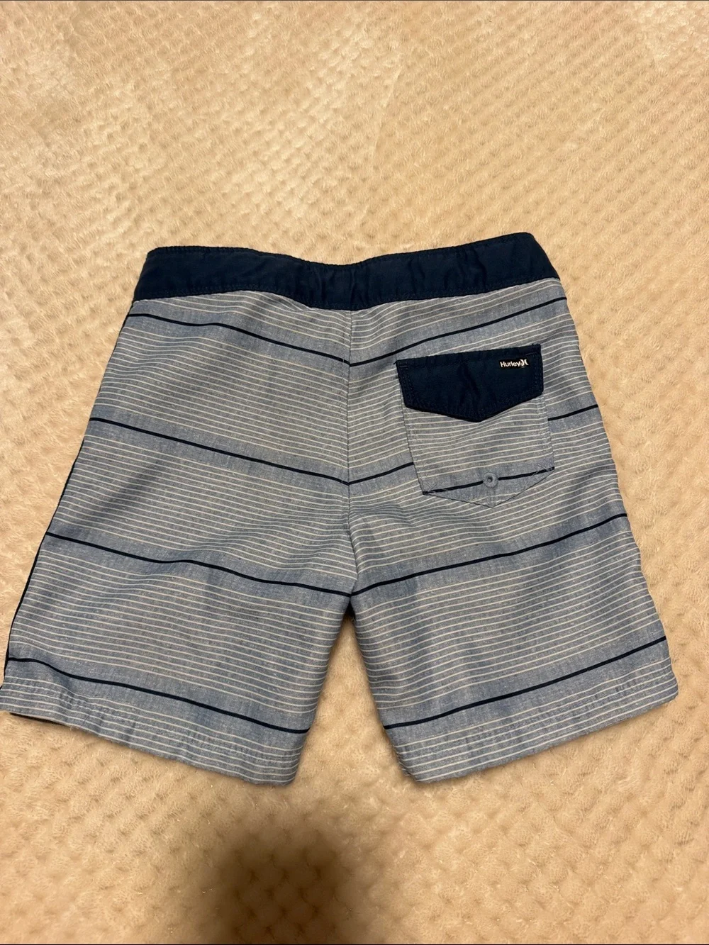 Hurley Blue & Navy Boys' Stripe Swim Trunks